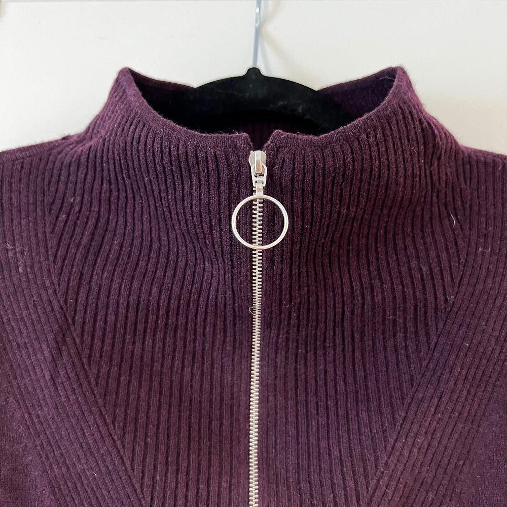 The Reset burgundy half zip wool sweater